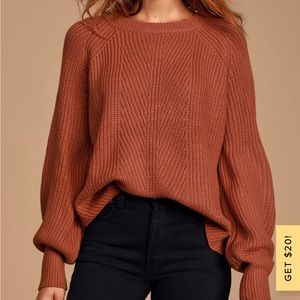 Lulus Rust Red Knit Balloon Sleeve Sweater M